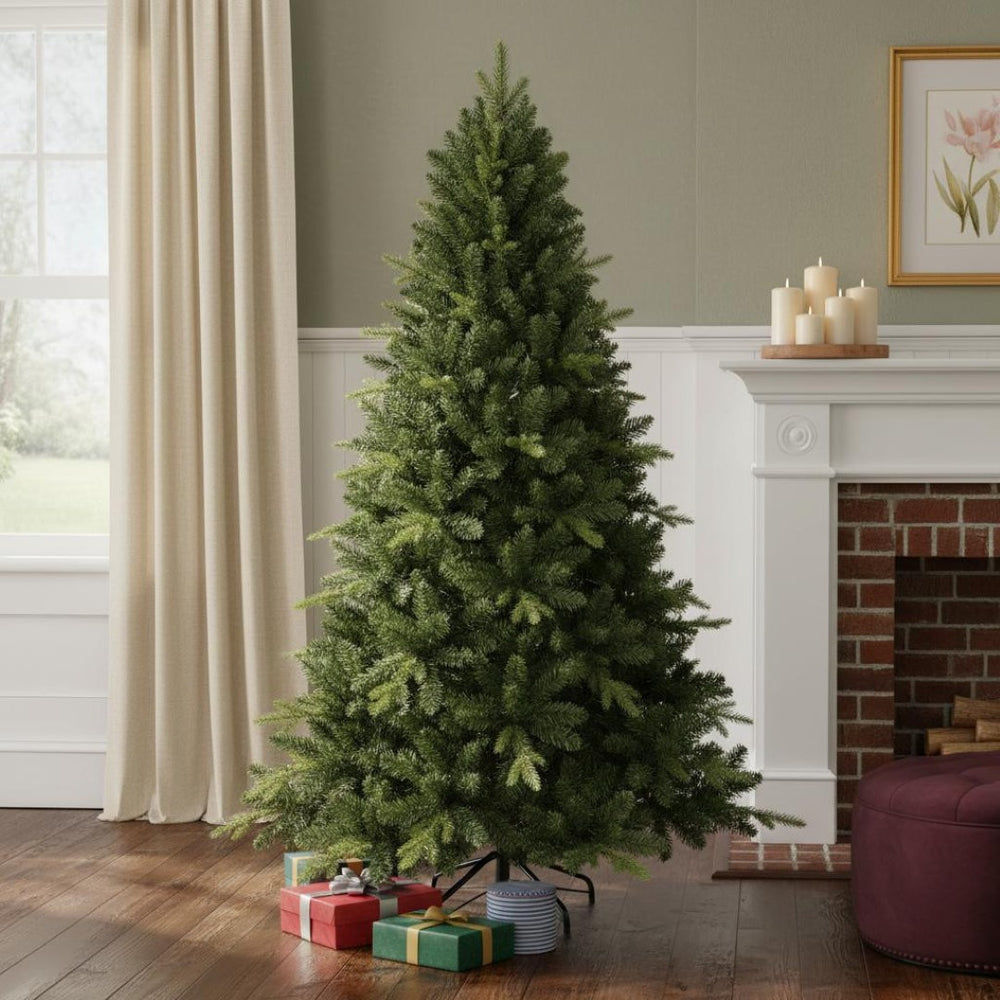 HomeRoots 7.5' Full Spruce Christmas Tree – Lush, Realistic Design with Easy Assembly & Customizable Decor Options 696944
