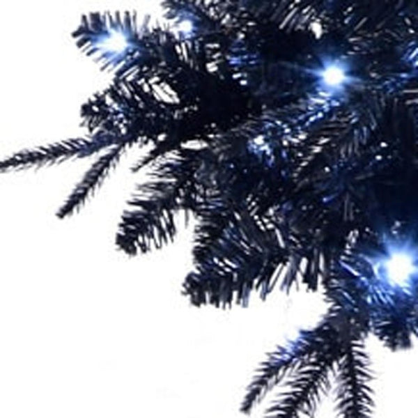 HomeRoots 5' Black Pre-Lit Full Spruce Christmas Tree – Modern Elegance with 250 LED Lights & Easy Setup! 696946