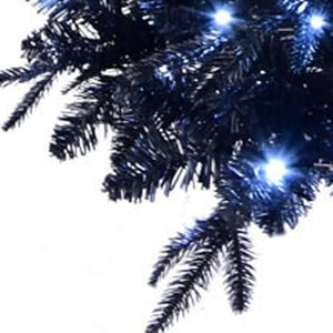 HomeRoots 8' Black Pre Lit Full Spruce Christmas Tree - Modern Elegance with 600 LED Lights for Holiday Decor 696950