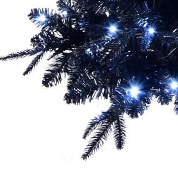 HomeRoots 8' Black Pre Lit Full Spruce Christmas Tree - Modern Elegance with 600 LED Lights for Holiday Decor 696950