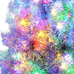 HomeRoots 6' Silver Pre Lit Tinsel Christmas Tree with 300 LED Lights - Glamorous Holiday Décor Centerpiece 72 696953