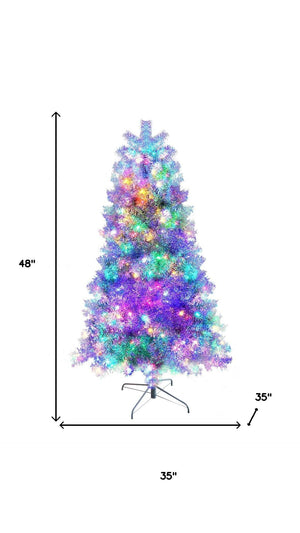 HomeRoots 4' Silver Pre-Lit Frosted Spruce Christmas Tree - Elegant, Compact Design for Festive Holiday Cheer! 696954