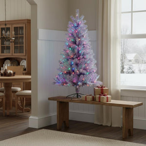 HomeRoots 4' Silver Pre-Lit Frosted Spruce Christmas Tree - Elegant, Compact Design for Festive Holiday Cheer! 696954