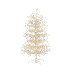 HomeRoots 4' White Pre Lit Sparse Christmas Tree - Modern Holiday Charm with 230 LED Lights for Cozy Ambiance 696956