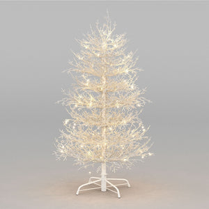 HomeRoots 4' White Pre Lit Sparse Christmas Tree - Modern Holiday Charm with 230 LED Lights for Cozy Ambiance 696956