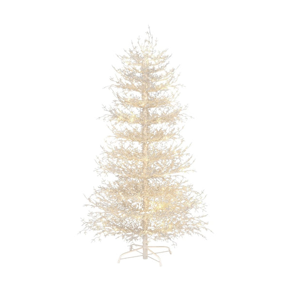 HomeRoots 6' White Pre Lit Frosted Spruce Christmas Tree - Elegant, Realistic, Easy Setup & Warm LED Glow 696957