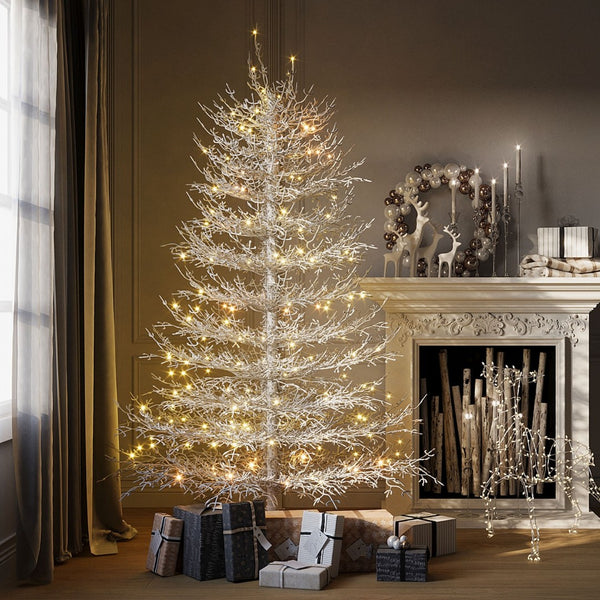 HomeRoots 6' White Pre Lit Frosted Spruce Christmas Tree - Elegant, Realistic, Easy Setup & Warm LED Glow 696957