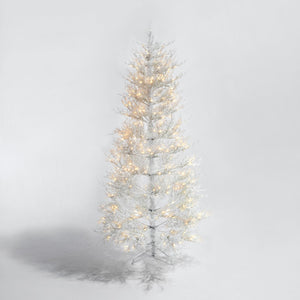 HomeRoots 6' White Pre Lit Frosted Spruce Christmas Tree - Elegant, Realistic, Easy Setup & Warm LED Glow 696957