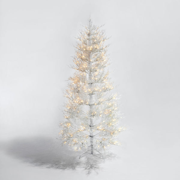 HomeRoots 6' White Pre Lit Frosted Spruce Christmas Tree - Elegant, Realistic, Easy Setup & Warm LED Glow 696957