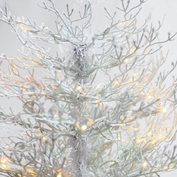 HomeRoots 6' White Pre Lit Frosted Spruce Christmas Tree - Elegant, Realistic, Easy Setup & Warm LED Glow 696957