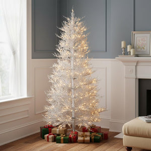 HomeRoots 6' White Pre Lit Frosted Spruce Christmas Tree - Elegant, Realistic, Easy Setup & Warm LED Glow 696957