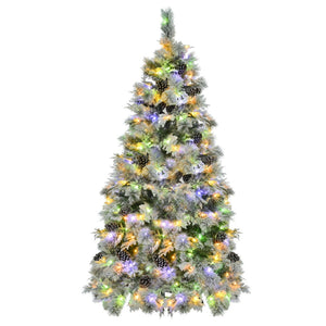 HomeRoots 6' White Pre Lit Frosted Spruce Christmas Tree – Effortless Holiday Elegance with Warm LED Lights 696958