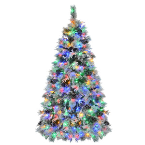 HomeRoots 6' White Pre Lit Frosted Spruce Christmas Tree – Effortless Holiday Elegance with Warm LED Lights 696958