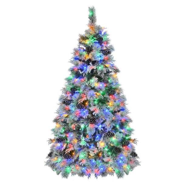 HomeRoots 6' White Pre Lit Frosted Spruce Christmas Tree – Effortless Holiday Elegance with Warm LED Lights 696958