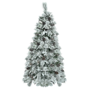 HomeRoots 6' White Pre Lit Frosted Spruce Christmas Tree – Effortless Holiday Elegance with Warm LED Lights 696958