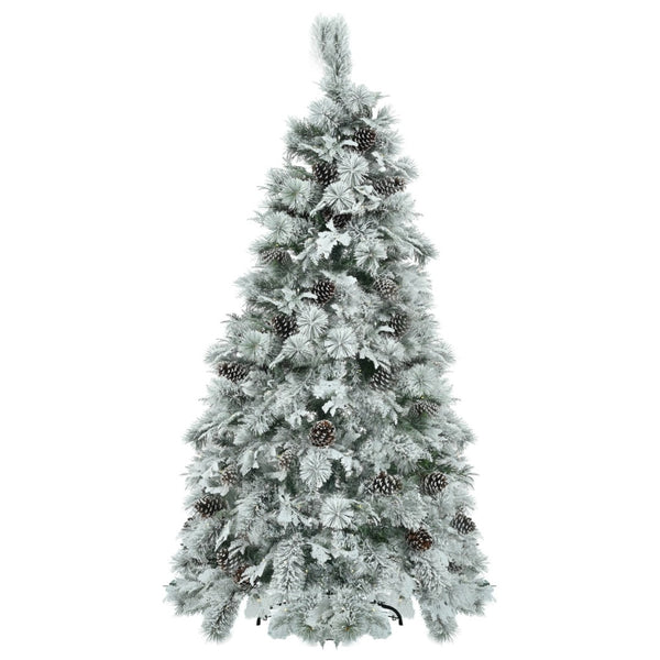 HomeRoots 6' White Pre Lit Frosted Spruce Christmas Tree – Effortless Holiday Elegance with Warm LED Lights 696958