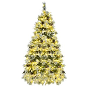 HomeRoots 6' White Pre Lit Frosted Spruce Christmas Tree – Effortless Holiday Elegance with Warm LED Lights 696958