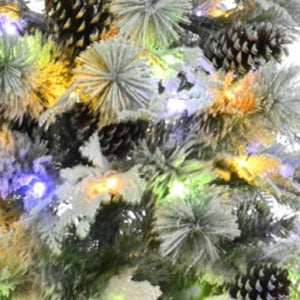 HomeRoots 6' White Pre Lit Frosted Spruce Christmas Tree – Effortless Holiday Elegance with Warm LED Lights 696958