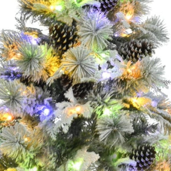 HomeRoots 6' White Pre Lit Frosted Spruce Christmas Tree – Effortless Holiday Elegance with Warm LED Lights 696958