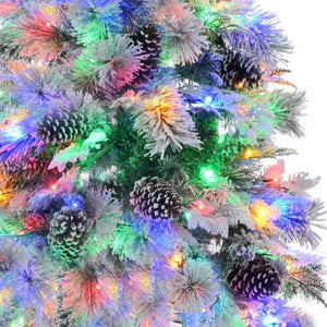 HomeRoots 4' White Pre-Lit Frosted Spruce Christmas Tree with LED Lights & Pinecone Accents for Festive Spaces 696959