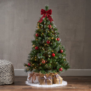 HomeRoots 4.5' Pre Lit Full Spruce Christmas Tree - Effortlessly Elegant, Compact Holiday Decor with Pinecones 696960