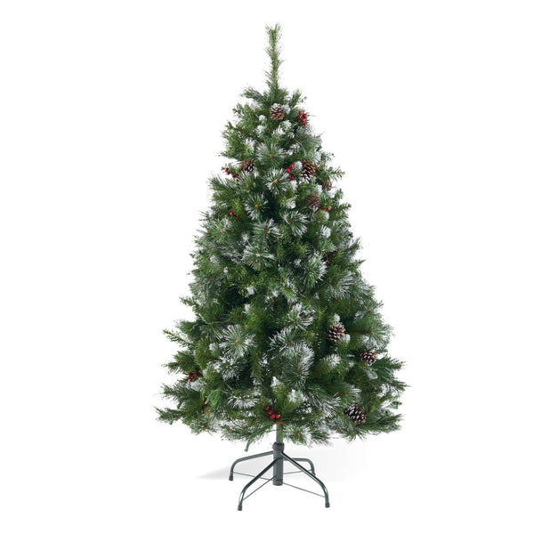 HomeRoots 4.5' Pre Lit Full Spruce Christmas Tree - Effortlessly Elegant, Compact Holiday Decor with Pinecones 696960