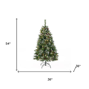 HomeRoots 4.5' Pre Lit Full Spruce Christmas Tree - Effortlessly Elegant, Compact Holiday Decor with Pinecones 696960