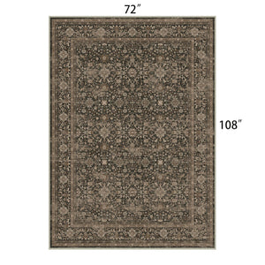 HomeRoots 6' Brown and Beige Floral Medallion Area Rug - Durable, Washable Design for Stylish Home Decor 6' X 9' 696963
