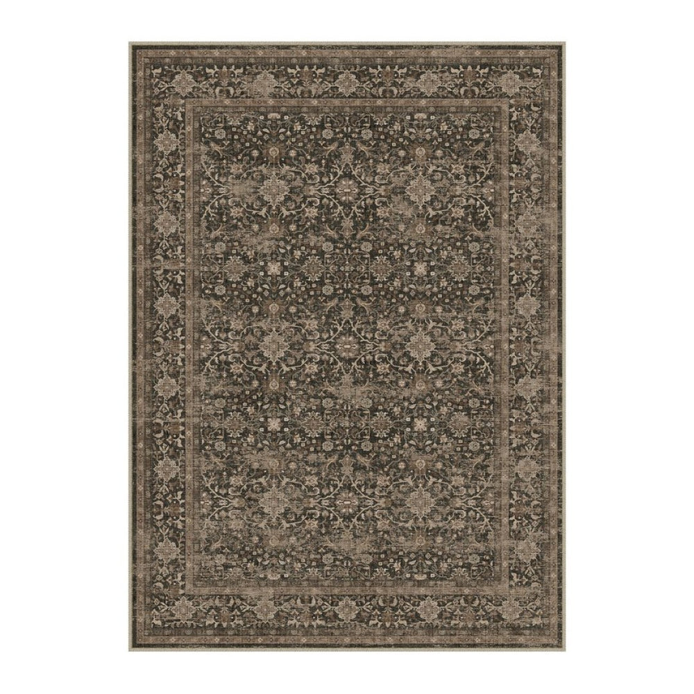 HomeRoots 6' Brown and Beige Floral Medallion Area Rug - Durable, Washable Design for Stylish Home Decor 6' X 9' 696963