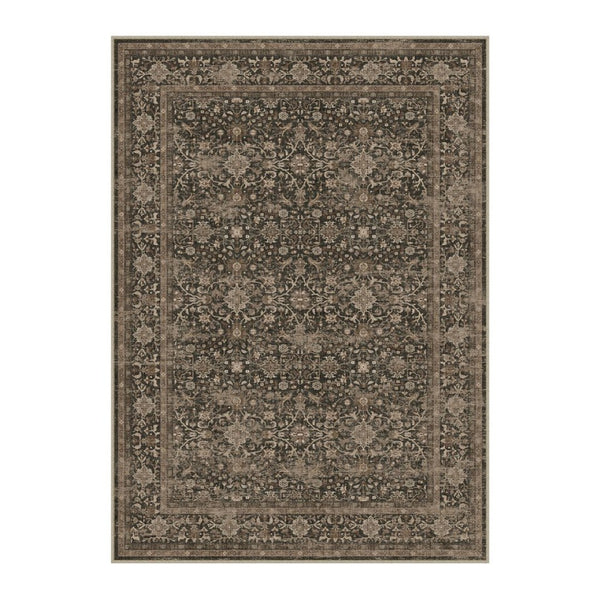 HomeRoots 6' Brown and Beige Floral Medallion Area Rug - Durable, Washable Design for Stylish Home Decor 6' X 9' 696963