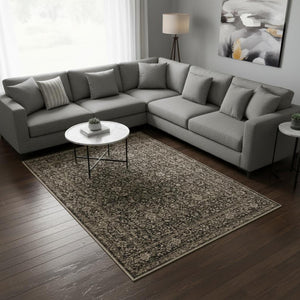HomeRoots 8' Floral Medallion Area Rug in Brown and Beige - Washable, Durable, Non-Slip Design for Homes 8' X 10' 696964