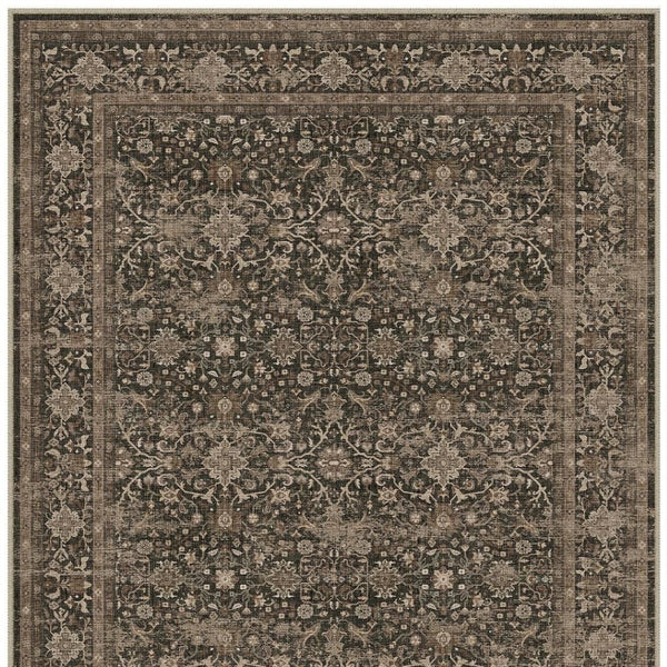 HomeRoots 8' Floral Medallion Area Rug in Brown and Beige - Washable, Durable, Non-Slip Design for Homes 8' X 10' 696964