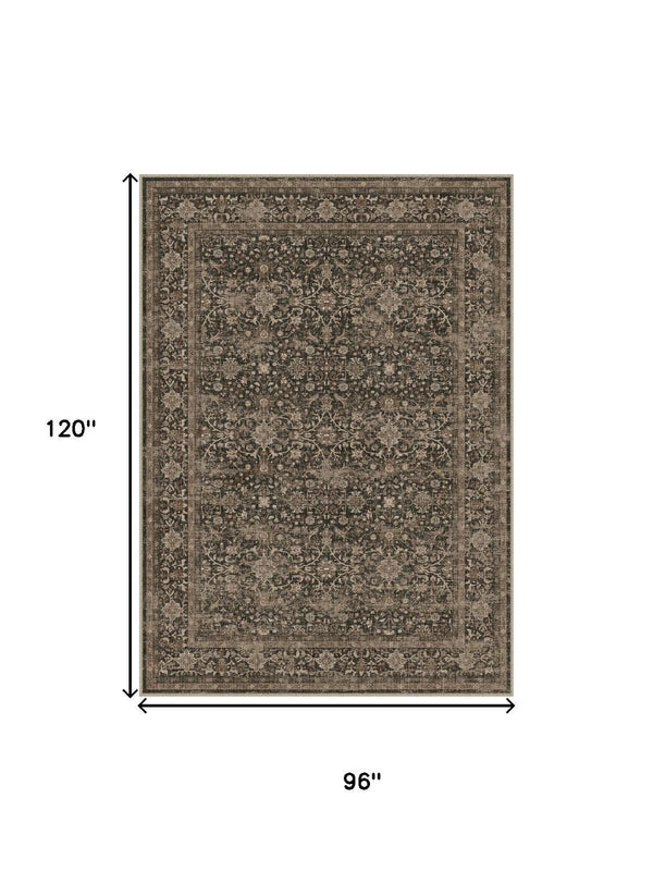 HomeRoots 8' Floral Medallion Area Rug in Brown and Beige - Washable, Durable, Non-Slip Design for Homes 8' X 10' 696964