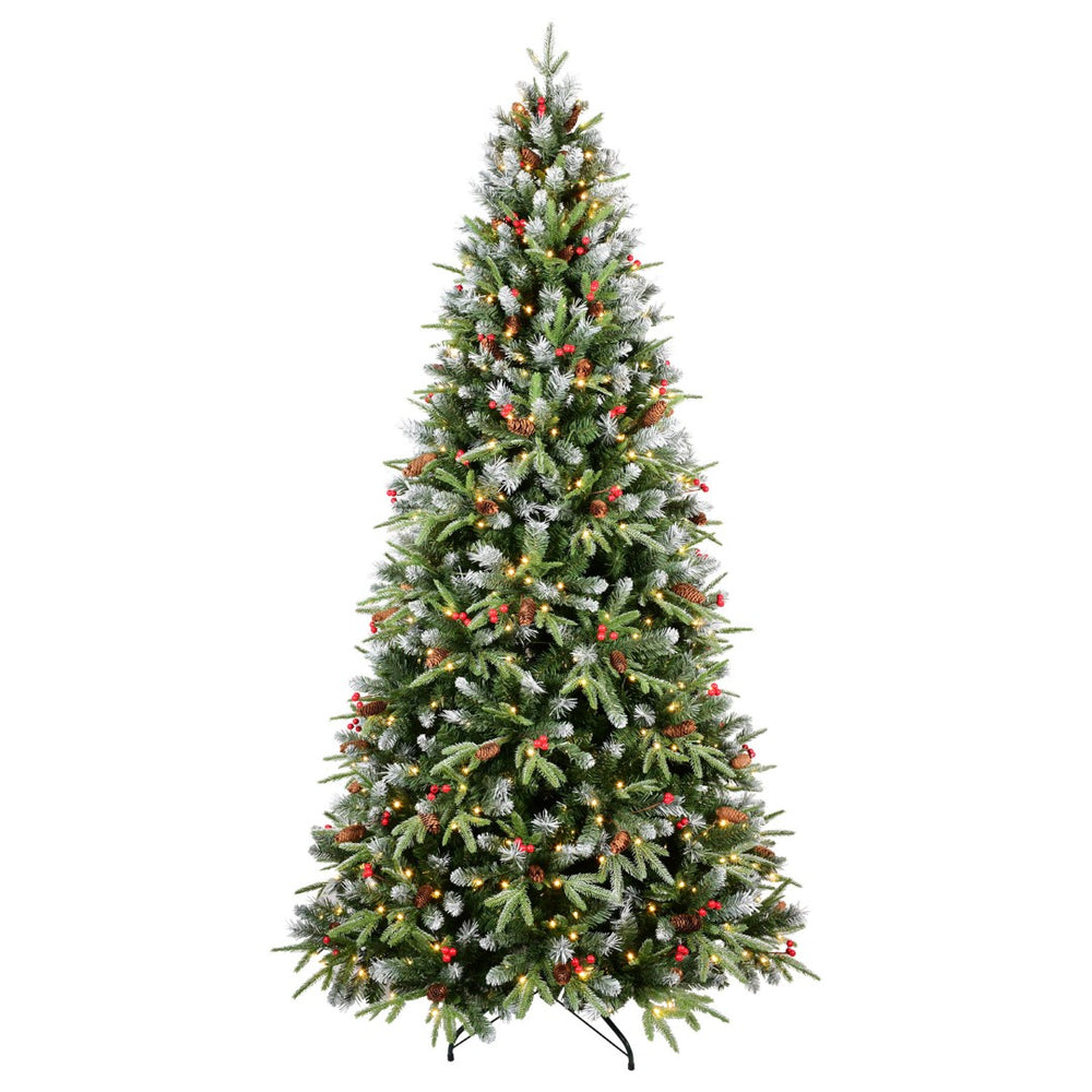 HomeRoots 7.5' Full Fir Christmas Tree - Lush, Lifelike Design with Pinecones & Berries for Festive Charm 90 696965