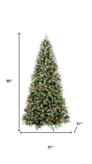 HomeRoots 7.5' Full Fir Christmas Tree - Lush, Lifelike Design with Pinecones & Berries for Festive Charm 90 696965