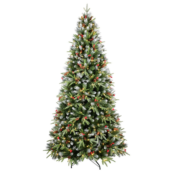 HomeRoots 7.5' Full Fir Christmas Tree - Lush, Lifelike Design with Pinecones & Berries for Festive Charm 96 696966
