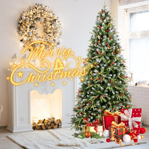 HomeRoots 7.5' Full Fir Christmas Tree - Lush, Lifelike Design with Pinecones & Berries for Festive Charm 96 696966