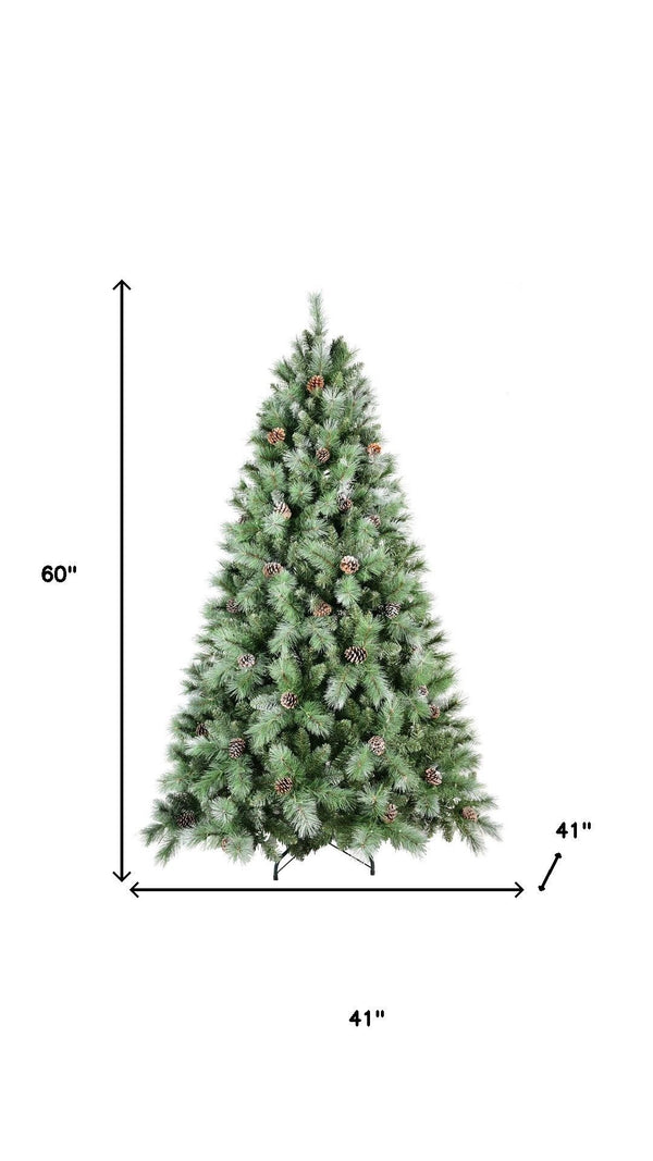 HomeRoots 5' Full Pine Christmas Tree with Realistic Pinecones for Easy Setup and Year-Round Festive Charm 60 696967