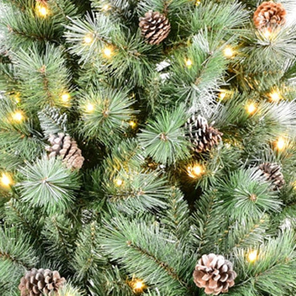 HomeRoots 7.5' Full Pine Christmas Tree - Pre-Decorated, Realistic, Easy Assembly, Warm White Lights Included 90 696969