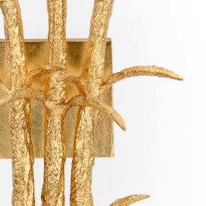 Chelsea House Triple Petite Triple-Arm Wall Sconce In Hand-Applied Gold Leaf With Three Tapered Shades, 23.5"H 69697