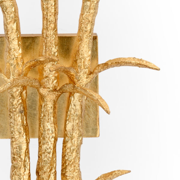 Chelsea House Triple Petite Triple-Arm Wall Sconce In Hand-Applied Gold Leaf With Three Tapered Shades, 23.5"H 69697