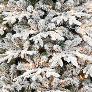 HomeRoots 5' White Pre Lit Full Flocked Fir Christmas Tree – Elegant Snowy Centerpiece for Festive Cheer 60 696973