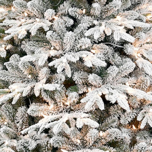HomeRoots 5' White Pre Lit Full Flocked Fir Christmas Tree – Elegant Snowy Centerpiece for Festive Cheer 60 696973