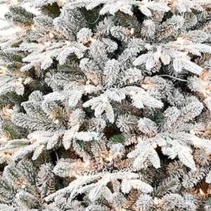 HomeRoots 5' White Pre Lit Full Flocked Fir Christmas Tree – Elegant Snowy Centerpiece for Festive Cheer 72 696974