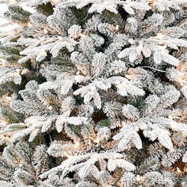 HomeRoots 5' White Pre Lit Full Flocked Fir Christmas Tree – Elegant Snowy Centerpiece for Festive Cheer 72 696974