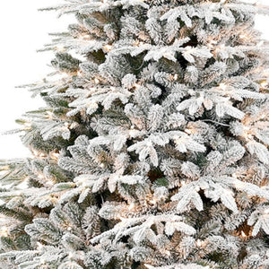HomeRoots 5' White Pre Lit Full Flocked Fir Christmas Tree – Elegant Snowy Centerpiece for Festive Cheer 72 696974