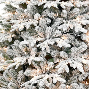 HomeRoots 5' White Pre Lit Full Flocked Fir Christmas Tree – Elegant Snowy Centerpiece for Festive Cheer 90 696976