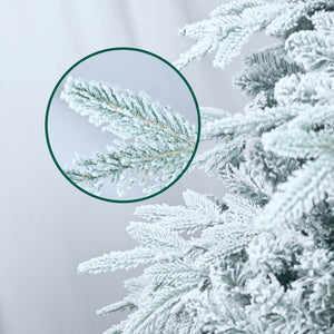 HomeRoots 5' White Pre Lit Full Flocked Fir Christmas Tree – Elegant Snowy Centerpiece for Festive Cheer 90 696976