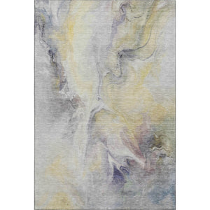 HomeRoots 5' X 8' Gold Gray Silver Abstract Washable Area Rug – Durable, UV-Protected, Modern Design for Any Room 696979