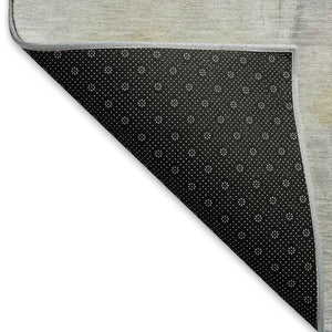 HomeRoots 5' X 8' Gold Gray Silver Abstract Washable Area Rug – Durable, UV-Protected, Modern Design for Any Room 696979